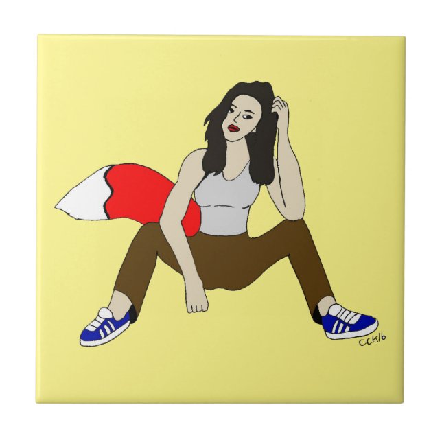 foxy girl  ceramic tile (Front)