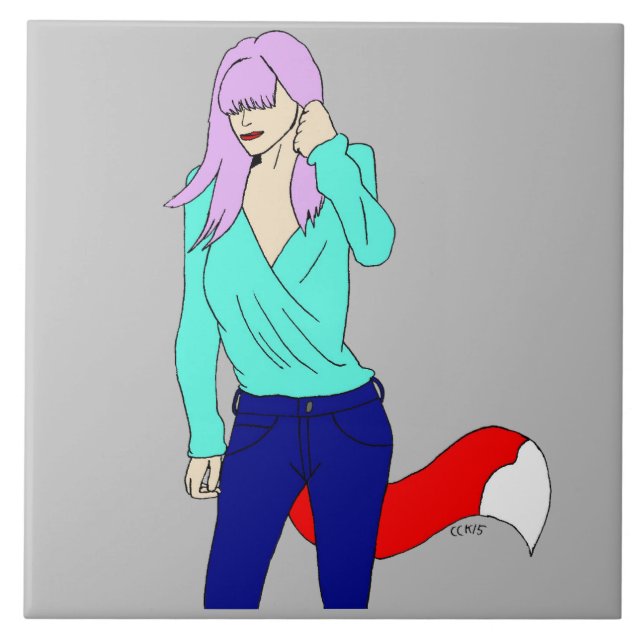 foxy girl   ceramic tile (Front)