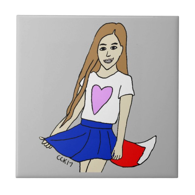 foxy girl ceramic tile (Front)