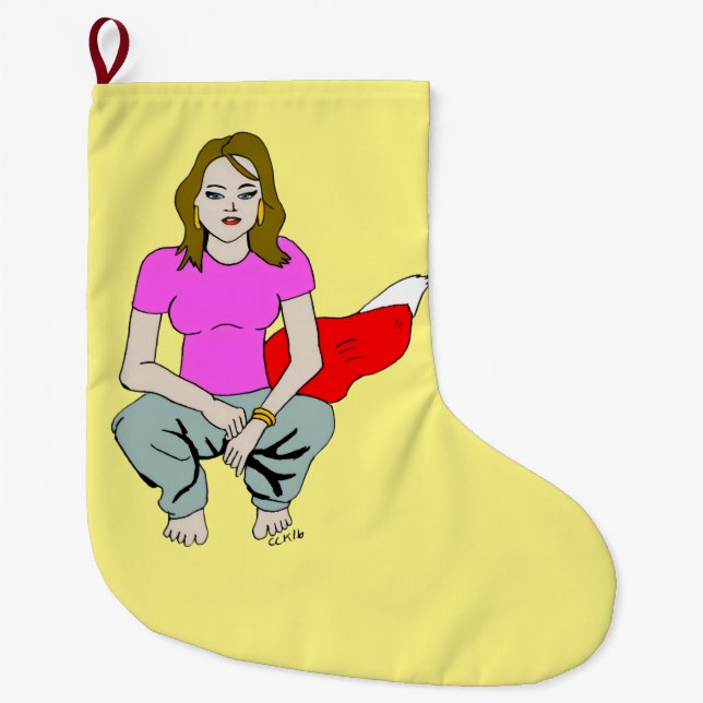 foxy girl  large christmas stocking (Front)
