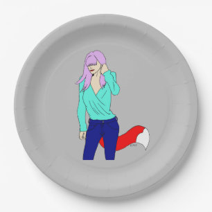 foxy girl paper plate