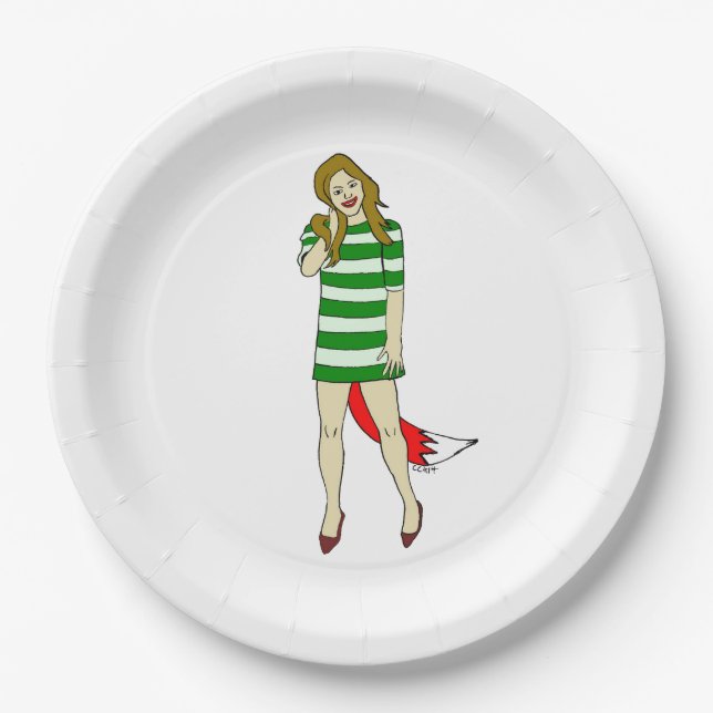 foxy girl   paper plate (Front)