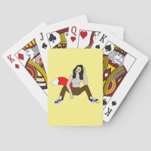 foxy girl playing cards
