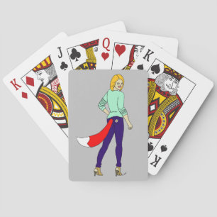 foxy girl playing cards