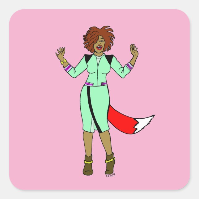 Foxy Girl Square Sticker (Front)
