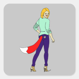 foxy girl square sticker