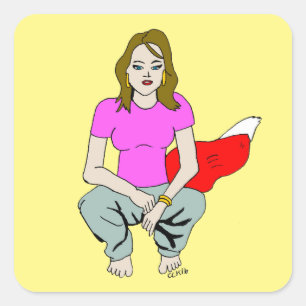 foxy girl square sticker