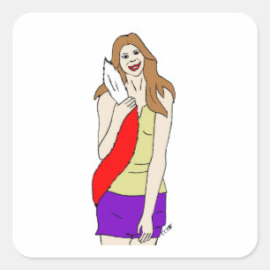 foxy girl square sticker
