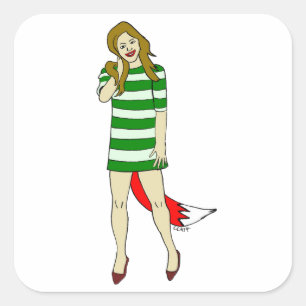 foxy girl square sticker