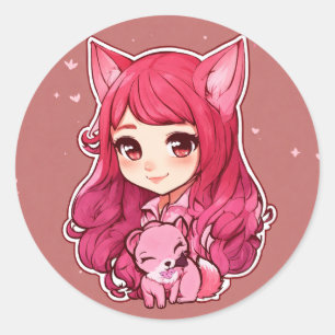 Foxy Hug Twitch Badge Classic Round Sticker
