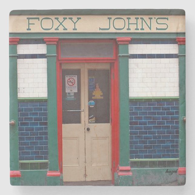 Foxy John's, Dingle, Irish Pub Marble Coaster. Stone Coaster (Front)