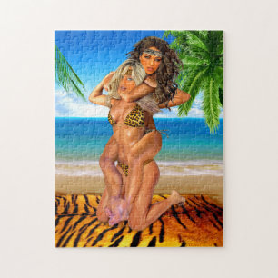 Foxy Jungle Wrestlers Jigsaw Puzzle