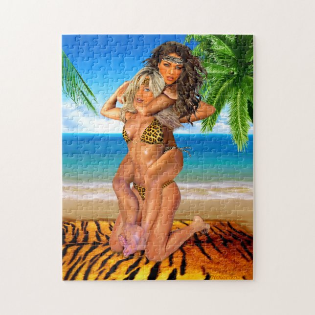 Foxy Jungle Wrestlers Jigsaw Puzzle (Vertical)