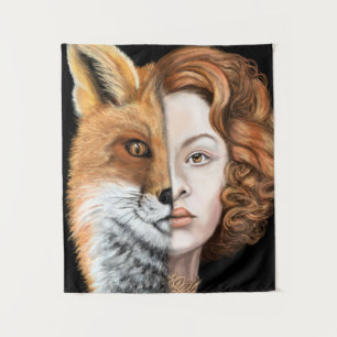 Foxy Lady - Face Tapestry - Painting Art