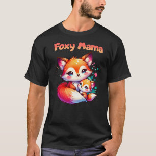 Foxy Mama Mother Daughter Fox Kit Cute Saying Moth T-Shirt