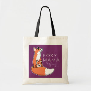 Foxy Mama Red Fox with Pup, Personalised Tote Bag