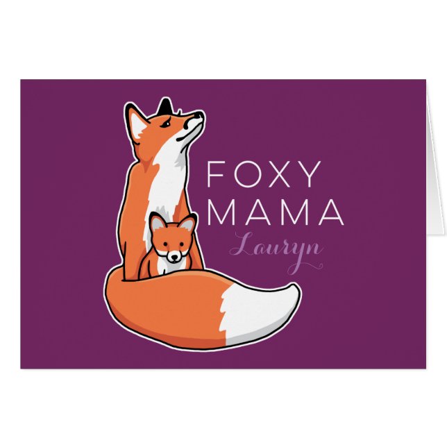 Foxy Mama Red Fox with Pup, Personalized (Front Horizontal)