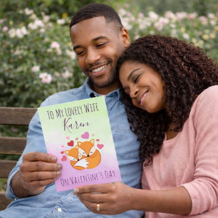 Foxy Pink and Green Valentine's Day for Her Holiday Card