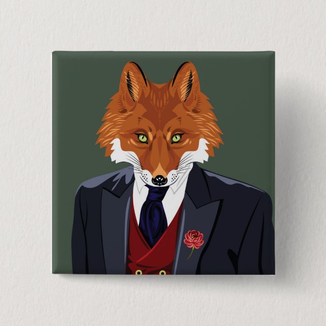 Foxy Portrait 15 Cm Square Badge (Front)