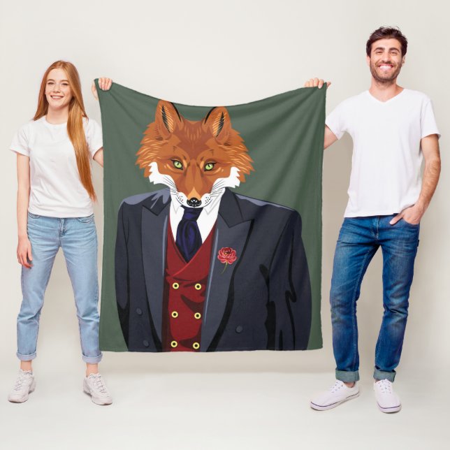 Foxy Portrait Fleece Blanket (In Situ)