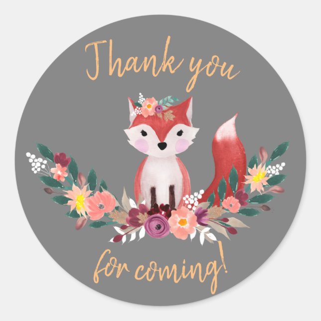 Foxy Round Birthday Sticker (Front)