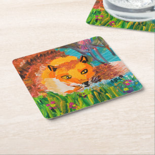 Foxy Square Paper Coaster