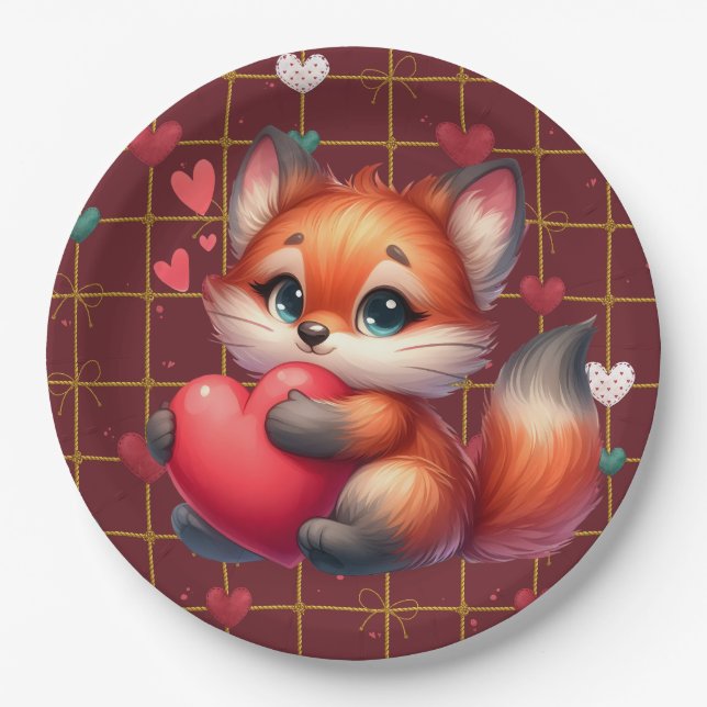 Foxy Valentine  Paper Plate (Front)