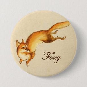 "Foxy" - Vintage Japanese sketch of a fox 7.5 Cm Round Badge