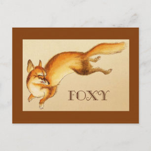"Foxy" - Vintage Japanese sketch of a fox Postcard