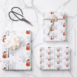 Foxy Winter Forest Wrapping Paper Sheet