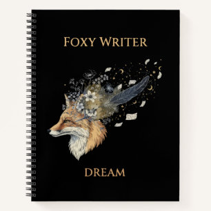 Foxy Writer Celestial Dream   Whimsical Fox & Quil Notebook