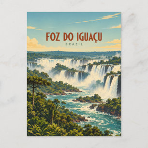 Foz do Iguaçu Brazil Vintage Travel Art Postcard