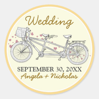 {FP} Tandem Bicycle Wedding Invite Seal (yellow)