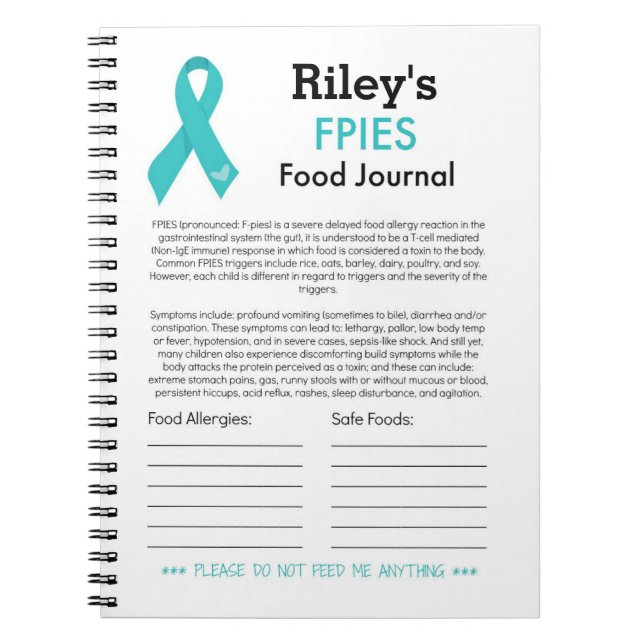 FPIES Food Journal (Front)