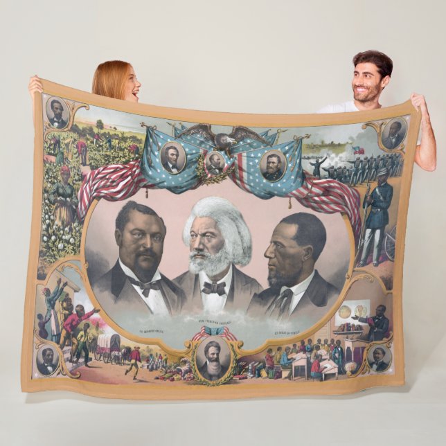 Fr3d3rick Bailey Douglass with Black Abolitionist  Fleece Blanket (In Situ)