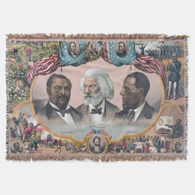 Fr3d3rick Bailey Douglass with Black Abolitionist  Throw Blanket (Front)