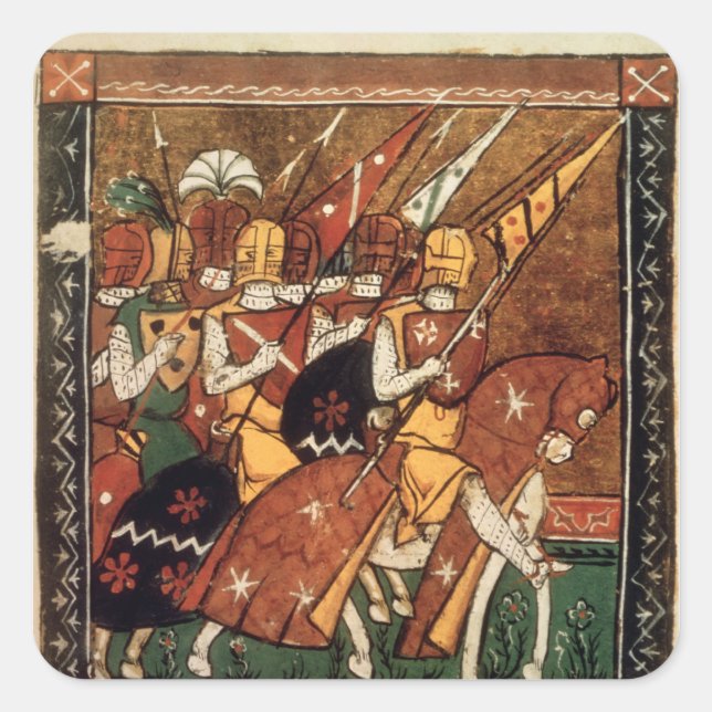 Fr 9084 f.20v: Knights on horseback Square Sticker (Front)