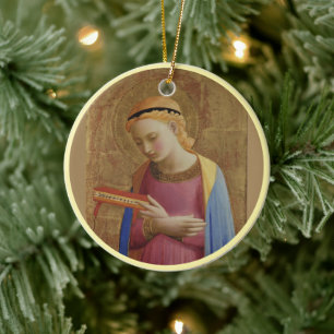 Fra Angelico Mary and Angel Ceramic Ornament