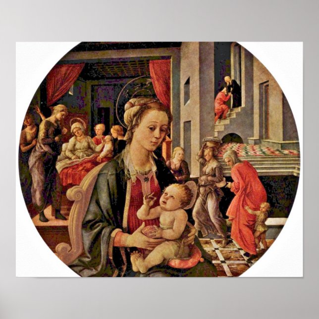 Fra Filippo Lippi - Madonna and Child tondo Poster (Front)