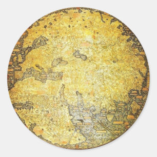 Fra Mauro World Map Classic Round Sticker