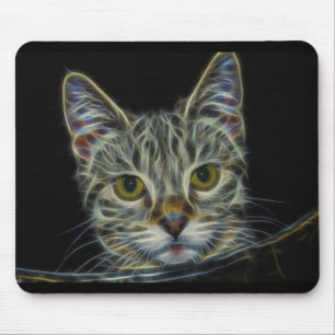 fractal-681584 CAT DIGITAL FLAMES ART BACKGROUND W Mouse Pad
