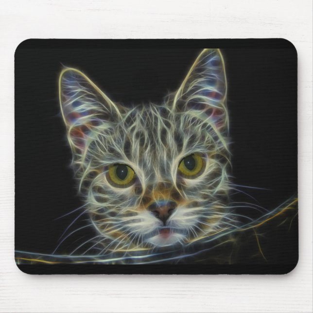 fractal-681584 CAT DIGITAL FLAMES ART BACKGROUND W Mouse Pad (Front)