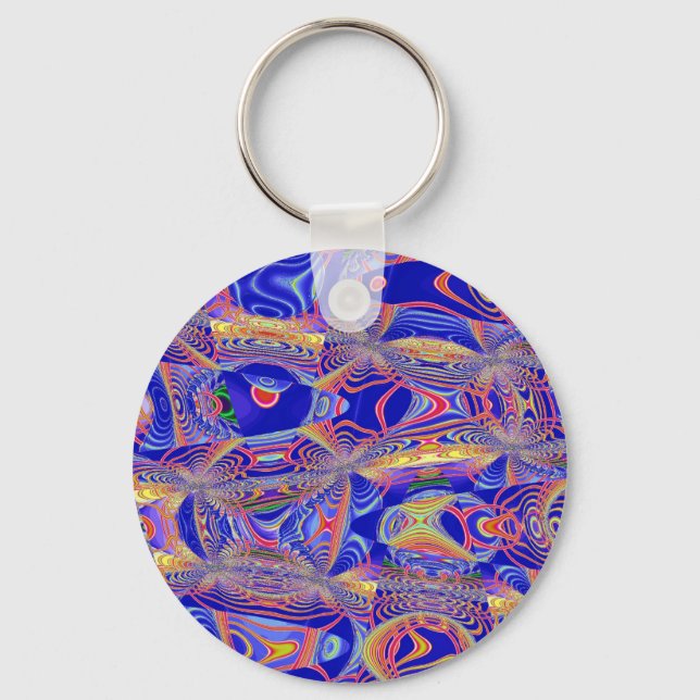 Fractal Abstract 061012a Key Ring (Front)