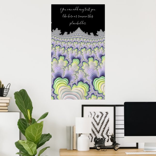 Fractal Abstract Pastel Striped Layers with Quote Poster (Home Office)
