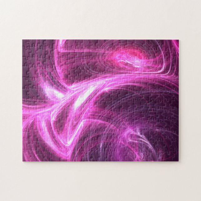 Fractal Abstract Twisted Swirls Purple-Pink Jigsaw Puzzle (Horizontal)