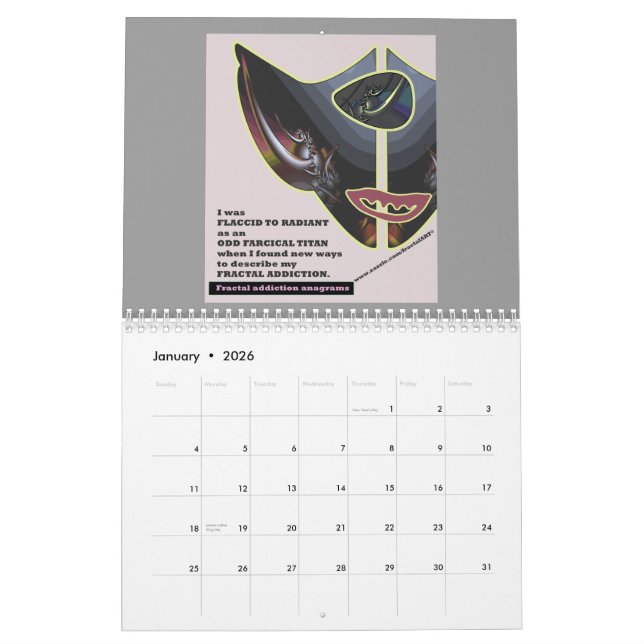 Fractal addiction anagrams 2008 calendar (Jan 2026)