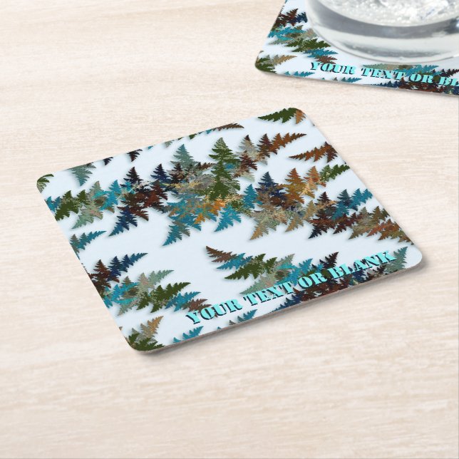 Fractal Arctic Camouflage Square Paper Coaster (Angled)