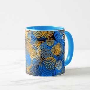 Fractal Art Blue Circles Swirl Mandala Wall Art Mug