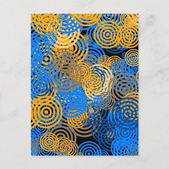 Fractal Art Blue Circles Swirl Mandala Wall Art Postcard (Front)