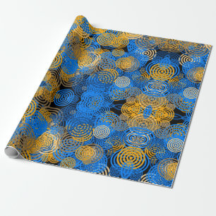 Fractal Art Blue Circles Swirl Mandala Wall Art Wrapping Paper